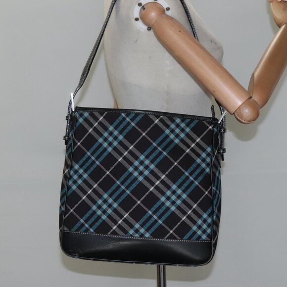 BURBERRY Nova Check Blue Label Shoulder Bag Canvas Blue Silver Auth BD488 - Picture 13 of 15